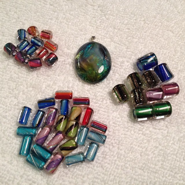 Handmade Cane Glass Beads and Pendant
