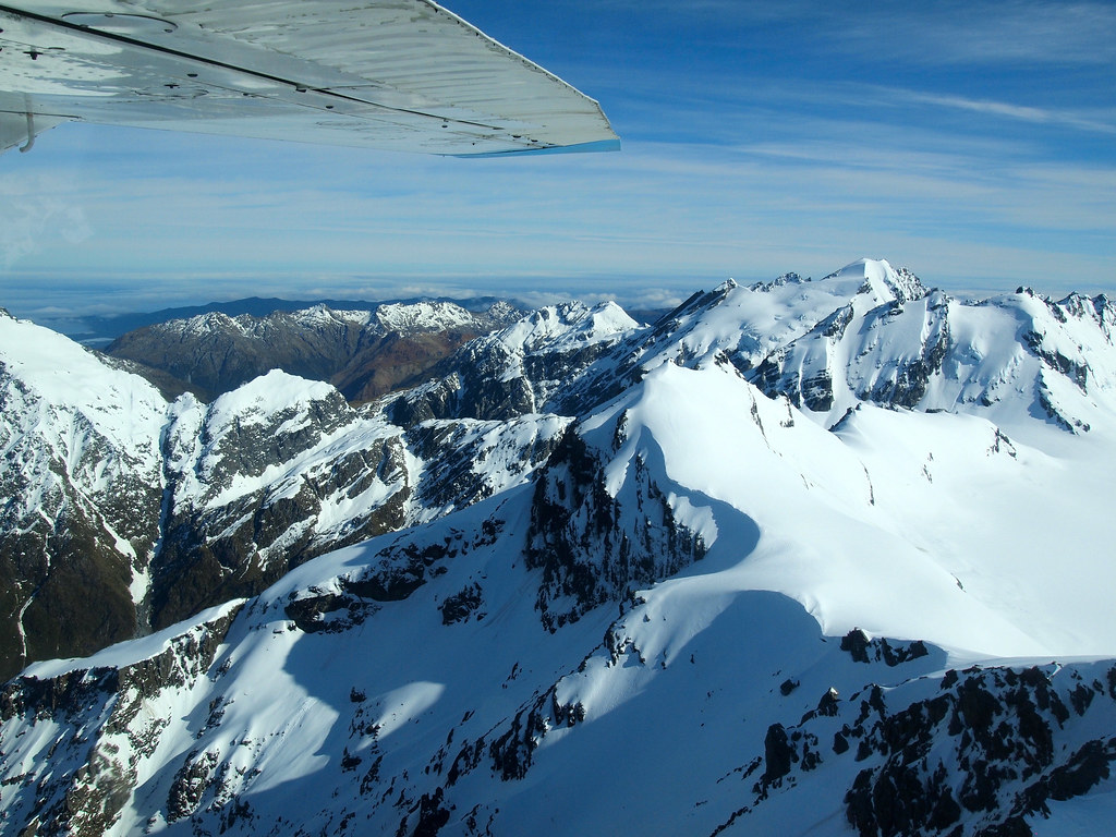 Flying over the Southern Alps in New Zealand