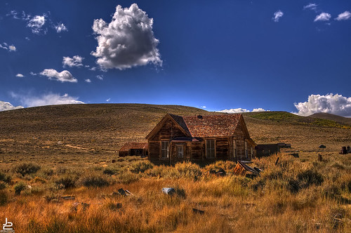 california ca blue sky home clouds landscape town ghost bodie range hdr on1
