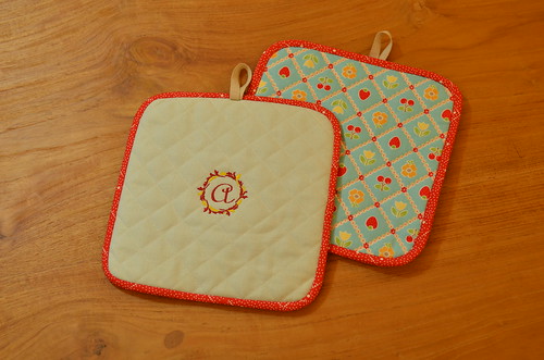 Quilted Pot Holders with Embroidery