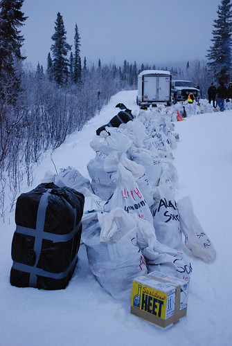 U.S. Forest Service employee Carol Teitzel volunteered to manage the food drop located a quarter of a mile from the Sourdough checkpoint for January’s Copper Basin 300 dog sled race.  A well-fed barrel fire nearby kept her and her homemade tamales warm and made quite a few new friends. (U.S. Forest Service)