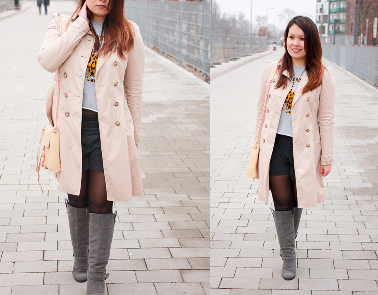 Trench Coat & Grey Boots