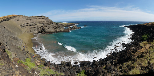 panorama beach hawaii waves pano greensand olivine greensandbeach halii mahanabay papakolea kaalualu turtleslava2014