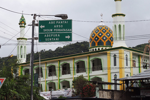 indonesia papua pancarte bâtiment mosquée jayapura abepura