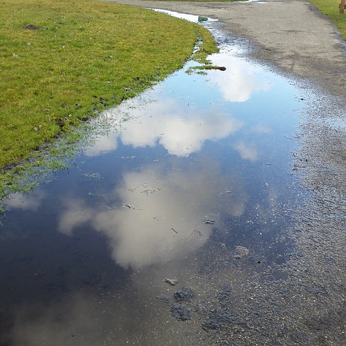 The depth of shallow puddles. #clouds #life #nature #walk #puddle #beauty #water #sky #mirror