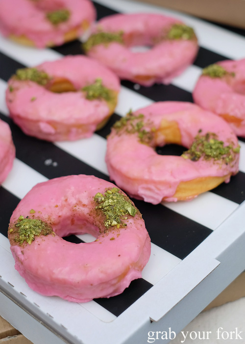 Watermelon, pistachio and mint donuts by Glazed Doughnuts at Brewery Yard Markets