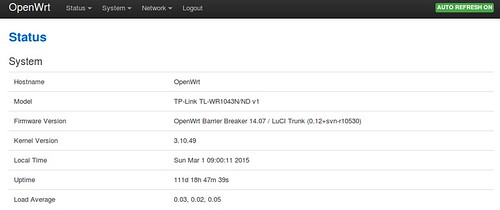 OpenWrt Barrier Breaker 14.07 TP-Link TL-WR1043N routeren