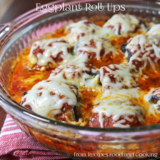 Eggplant Roll Ups in a glass dish.