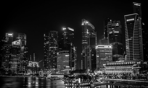Singapore skyline in black and white