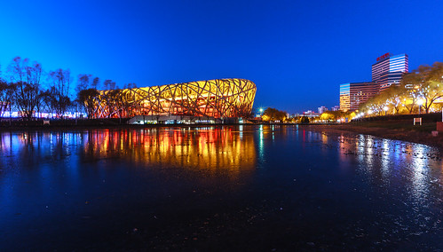 panorama widescreen beijing sunsets 北京 birdsnest nationalstadium 寬景 北京國家體育場 鳥巢體育館