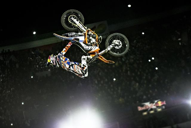 Levi Sherwood of New Zealand performs at the finals of the first stop of the Red Bull X-Fighters World Tour at the stadium Plaza Monumental de Toros in Mexico City, Mexico on March 6, 2015. // Sebastian Marko/Red Bull Content Pool // P-20150307-00145 // U