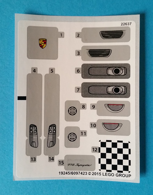 Custom Autocollant/Sticker adapté pour LEGO ® 75910 Porsche 918 Spyder 2015 