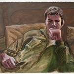 John reclining 2; acrylic on paper, 22 x 30 in, 2010