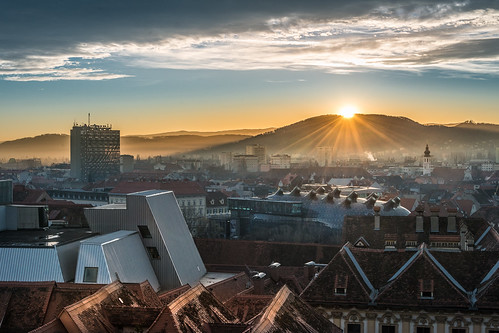 city roof sunset austria smog österreich nikon sonnenuntergang stadt graz steiermark styria d800 dächer