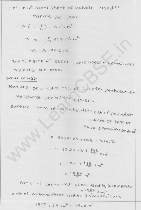 RD Sharma Class 9 solutions Chapter 19 Surface Area and volume of A Right Circular cylinder Ex 19.1 7