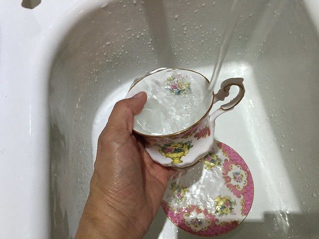washing tea cups from Josie