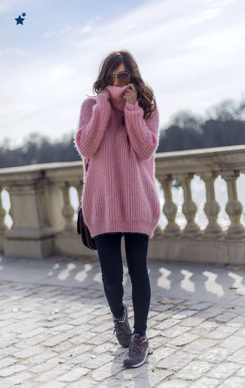 street style barbara crespo pink sweater sheinside she insider el retiro madrid fashion blogger outfit blog de moda