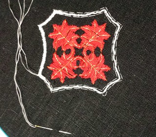 Starting the outline stitching