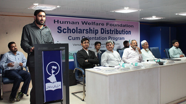 Deputy Manager of Human Welfare Foundation Muhammad delivering his speech at the Scholarship programme.