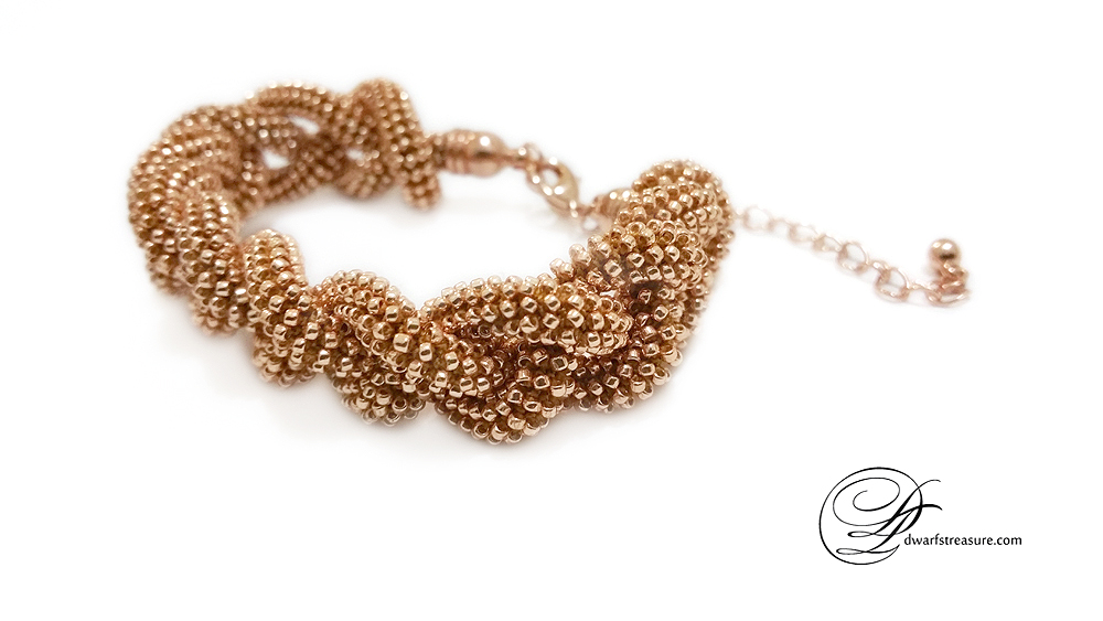 bohemian rose gold beaded crochet adjust length bracelet