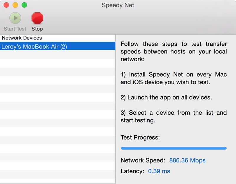 Speedy Net – LAN (MacBook Pro Retina) to LAN (MacBook Air)