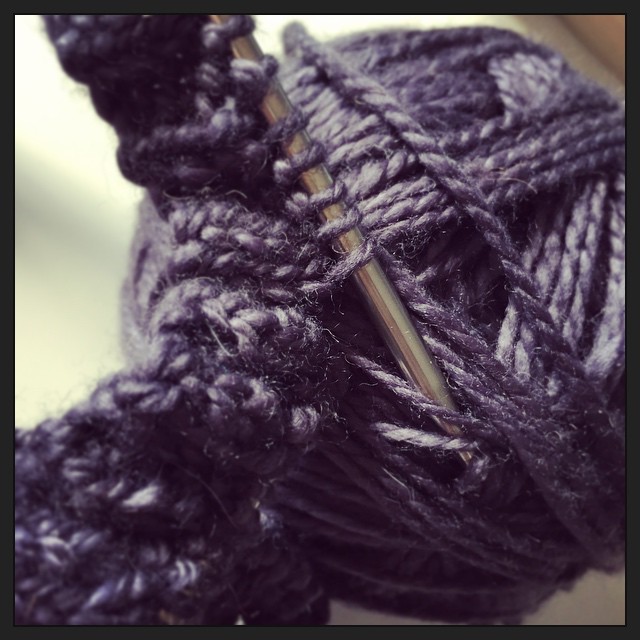 After knitting a long St st cardigan in fingering weight, you better believe I cast on for  a squooshy worsted weight cabley sweater. @theacolman's Brandied Cherries in @pluckyknitter Cozy. #pluckyknitter #babycocktails