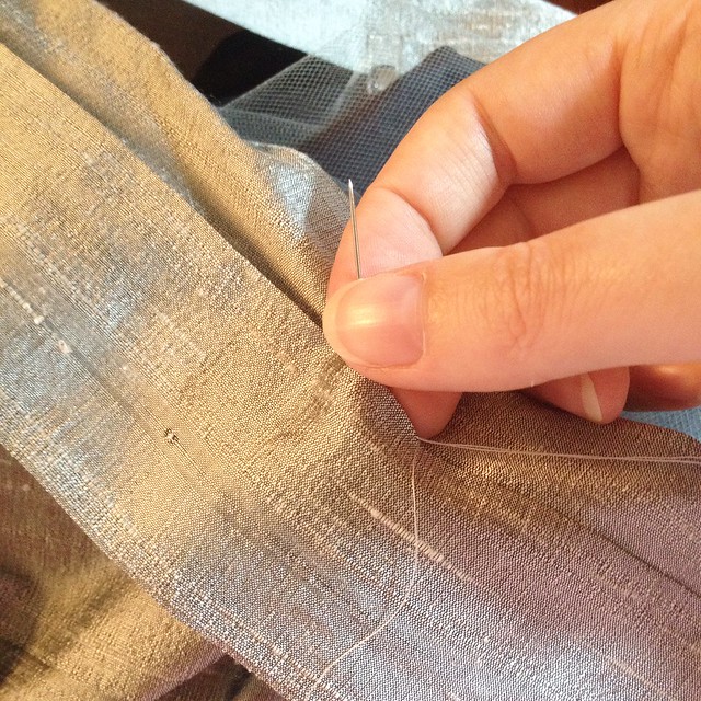 Hand sewing silk hem