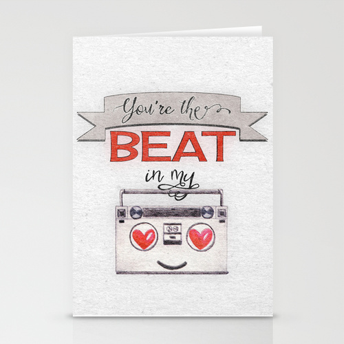 You're the Beat in My Boombox - stationery cards by Squibble Design on Society6