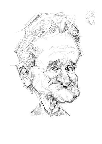 Robin Williams digital caricature painting on book Mad Artist