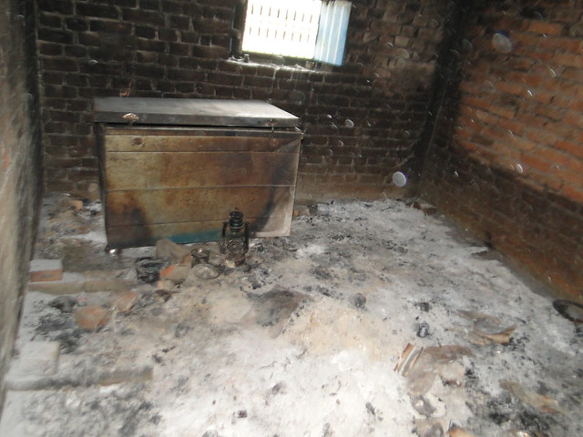 Inside a burnt house in village Azizpur.