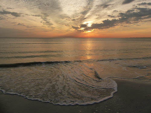 sunset sky sun seascape beach water landscape