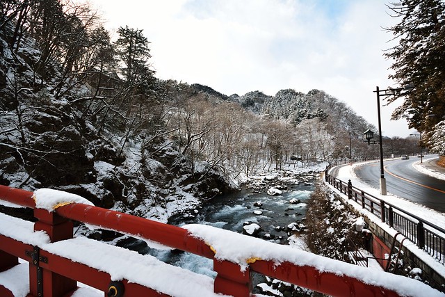 雪の中神橋から撮った写真