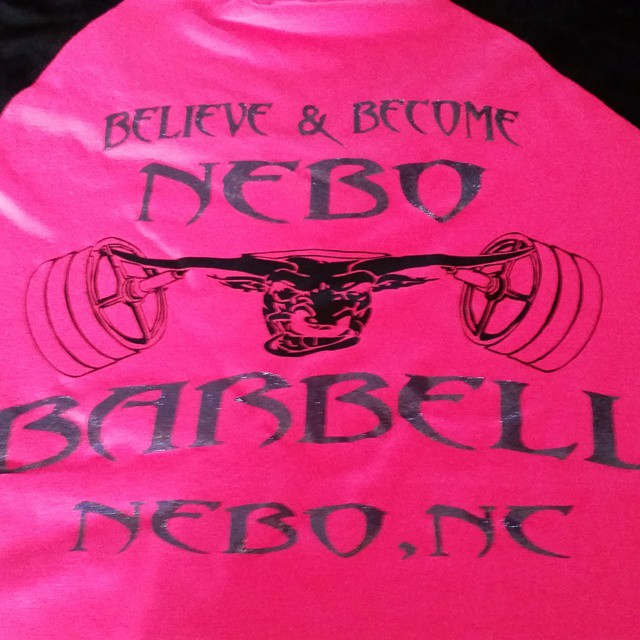 Hot pink shirt with silver glitter Nebobarbell shirt....