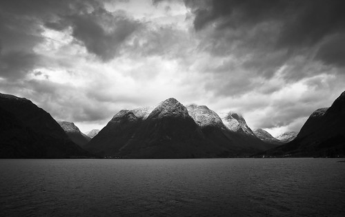 travel bw lake mountains monochrome norway cloudy sognogfjordane