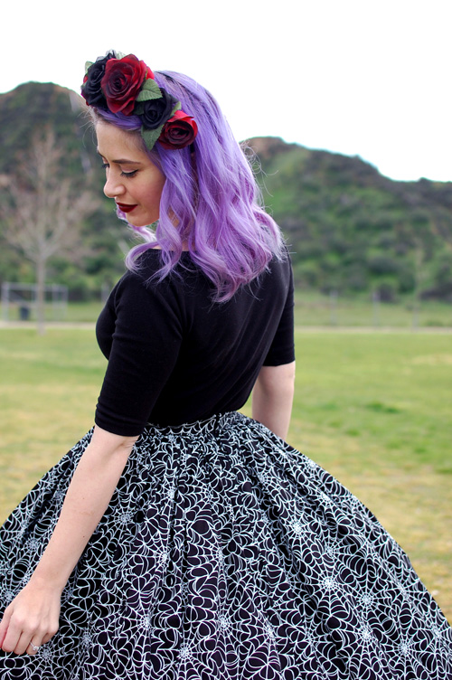 Pinup Girl Clothing Jenny Skirt in Spiderweb print
