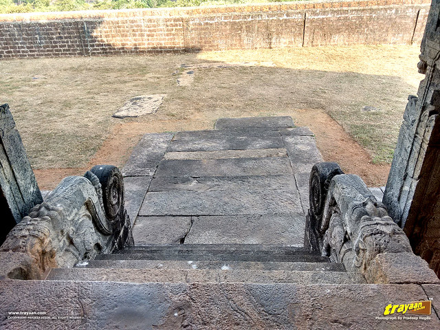 Steps and balustrades Chaturmukha Basadi in Karkala, the Tribhuvana Tilaka Jina Chaityalaya or Ratnatraya dhama, in Karkala, Udupi district, Karnataka, India