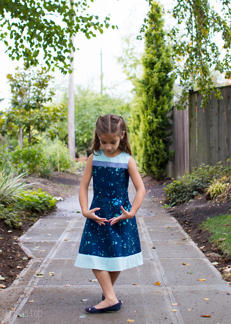 banded blue building block dress