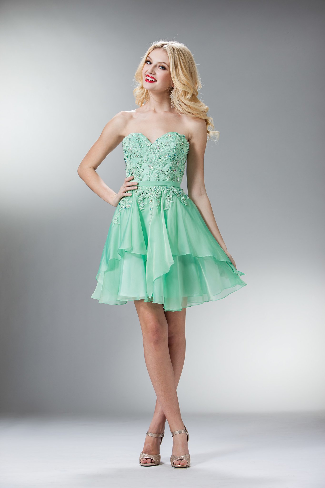Mini Cute Formal Homecoming Dress Sweetheart Strapless Chiffon Skirt Prom