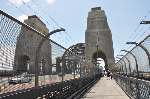 The walkway and the two southern pylons of the Sydney Harbour Bridge
