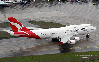 Qantas B747-400 desde SCL TWR (Rodrigo Vildósola)