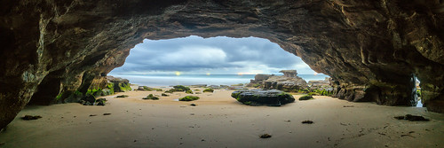 panorama beach sunrise dawn pano australia newsouthwales cave cavern cavesbeach