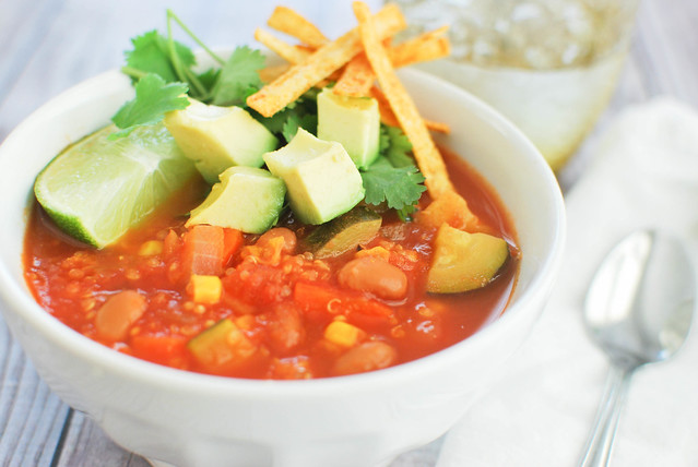 Veggie Tortilla Soup - the best soup for a chilly day! Lots of veggies and a little spice! 
