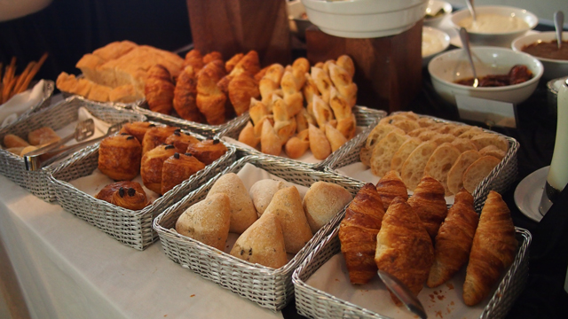 Freshly-baked breads on the bufffet table
