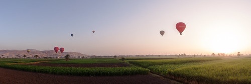 panorama sunrise balloons westbank pano egypt nile luxor ptgui