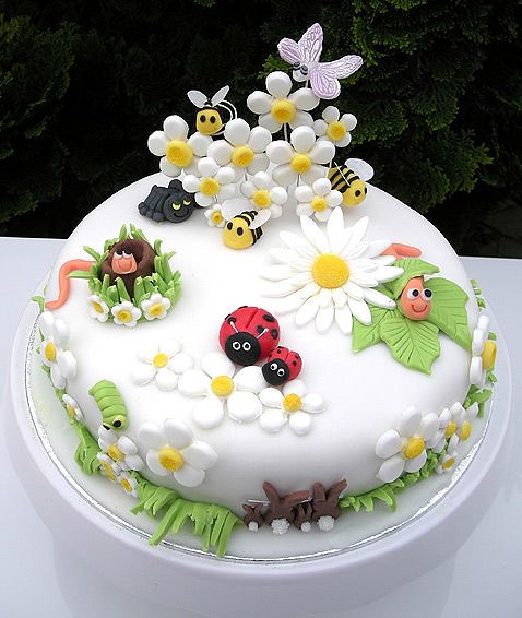 Cute Garden Bug Cake by Lacey George