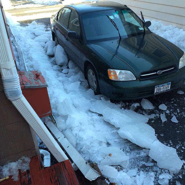 This just happened. Our entire gutter got torn off as enormous boulders of ice fell from our roof. Luckily (mostly) missed the car. Should've been better about clearing the roof, damn.