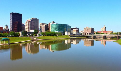 ohio urban water skyline river downtown cityscape dayton montgomerycounty