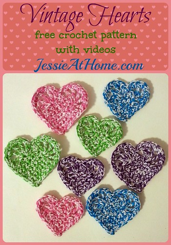 Vintage Hearts ~ Free crochet pattern in two sizes by Jessie At Home