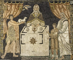 Here's a 5th century mosaic (from Sant'Apollinare in Classe, near Ravenna) showing the sophisticated Eucharistic thought and expression of the early church. The image is of Abraham and Melchisedek, and it echoes the Roman Canon. Photo by Fr. Lawrence Lew, OP on Flickr (CC BY-NC-ND 2.0).