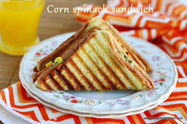 corn-spinach sandwich